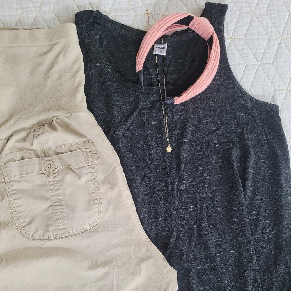 Motherhood maternity Khaki full panel cotton shorts